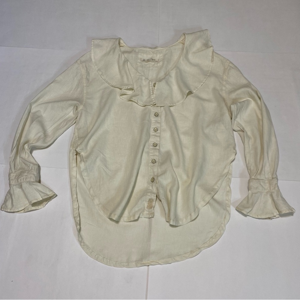 We The Free Cream Ruffled Bib Collar Blouse - Picture 4 of 16